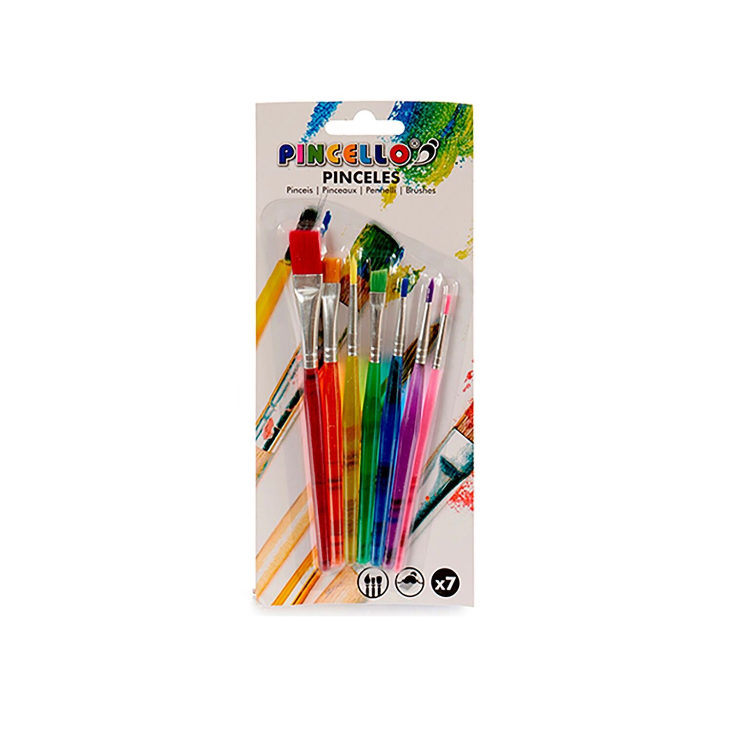 Set di 7 pennelli di diverse dimensioni. Colore:Multicolore