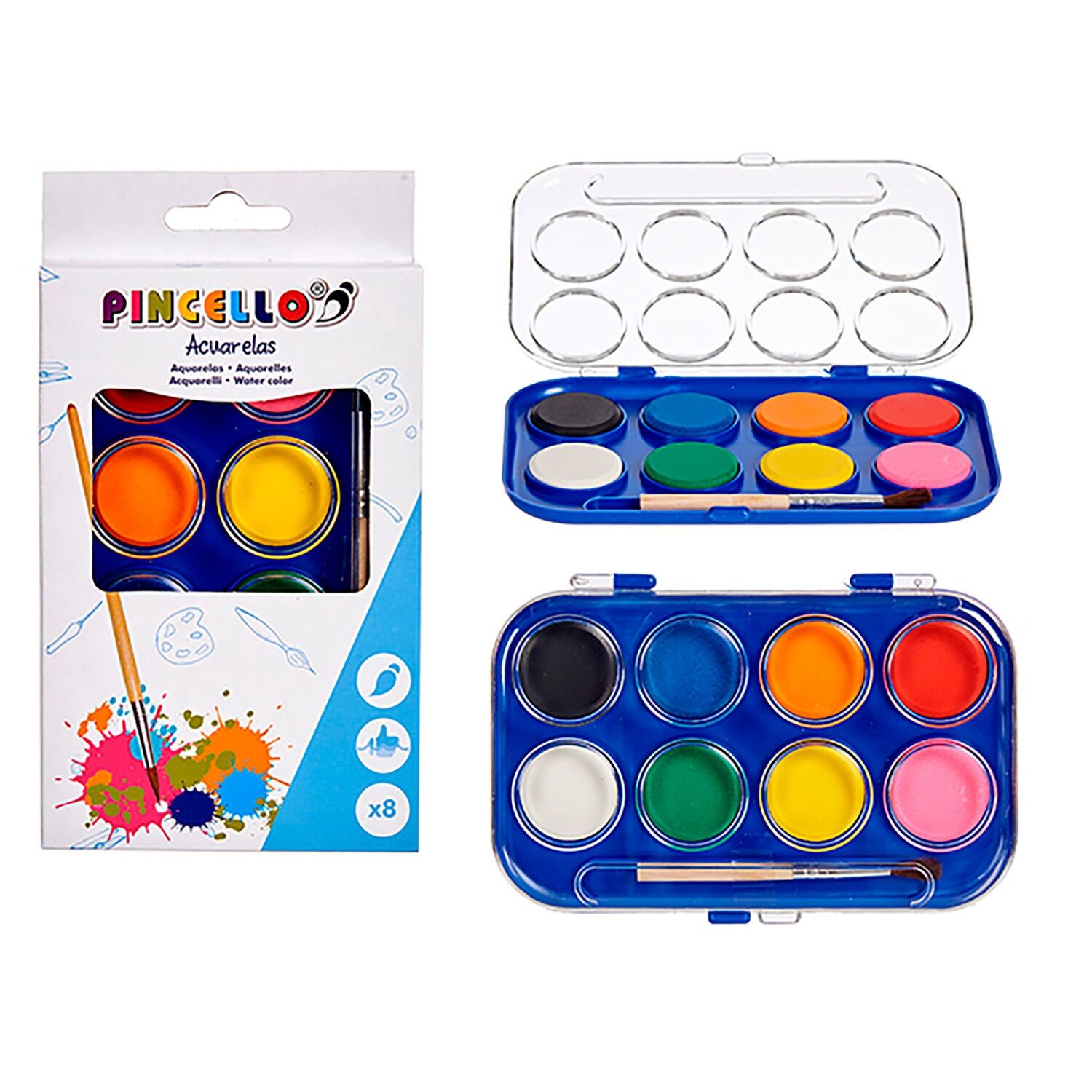 Set mit 8 Aquarellen. Farbe: Mehrfarbig