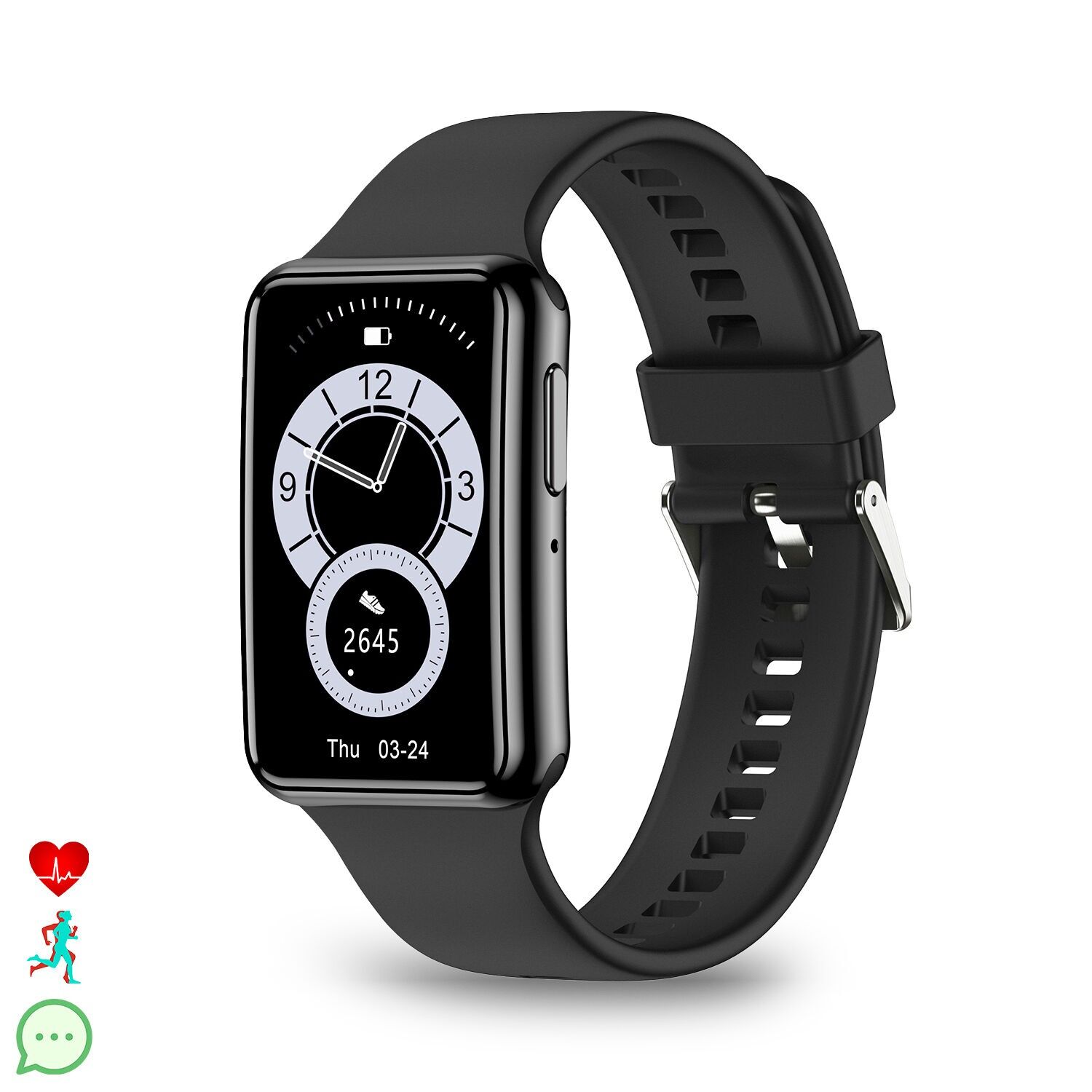 C6 Smartwatch mit Herzfrequenz-, Blutdruck- und Blutsauerstoffmonitor. App-Benachrichtigungen. Farbe: Schwarz