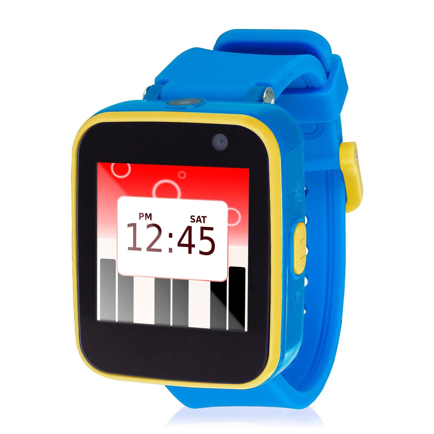 Montre connectée pour enfants CT5 avec caméra, 5 jeux, enregistreur vocal et lecteur de musique.Couleur : Jaune/Bleu