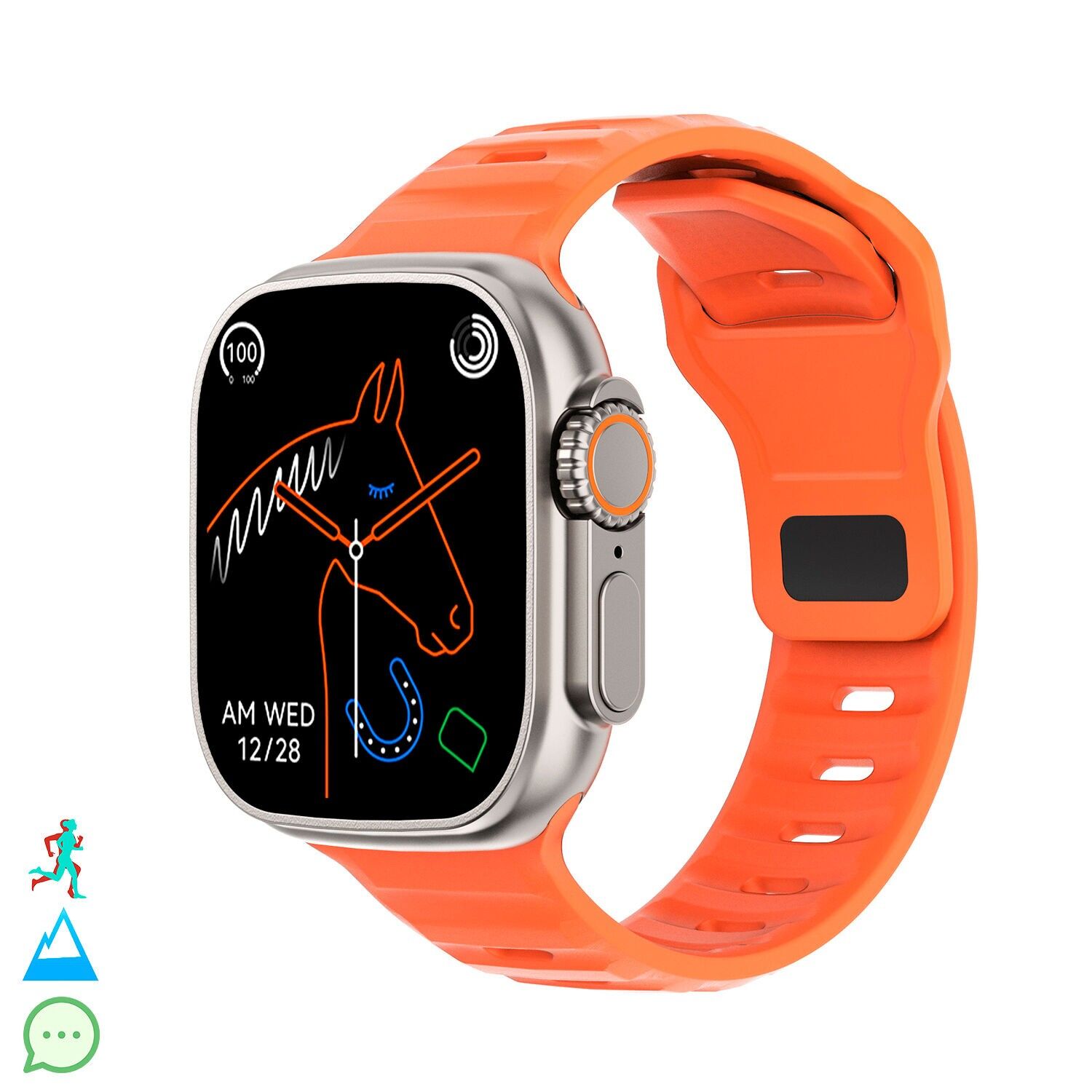 TRAIL DAM8 Smartwatch mit 2-Zoll-HR-Display und Always-On-Funktion. Anpassbare Widgets.Farbe: Orange