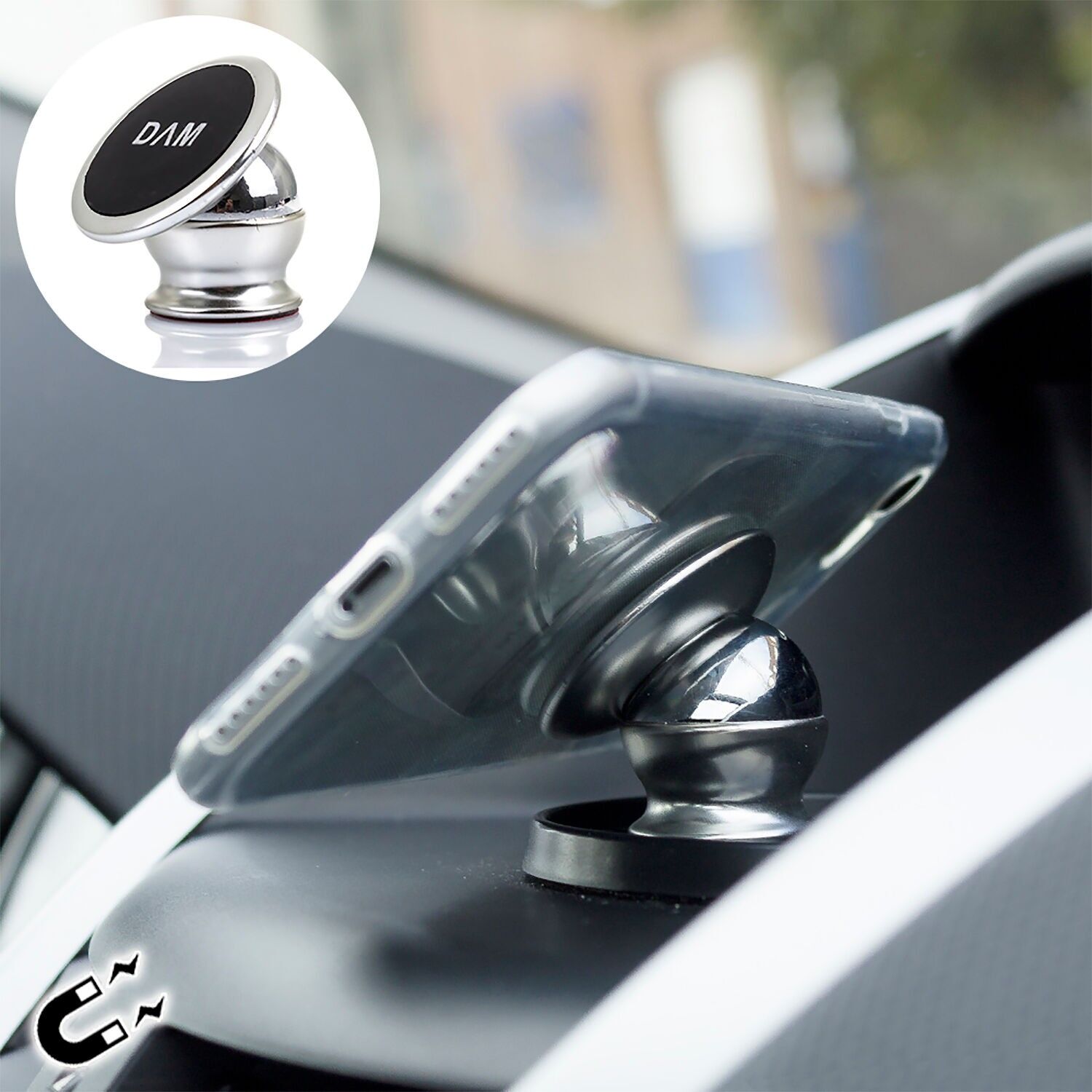 Support magnétique en métal 360º Couleur : Argent