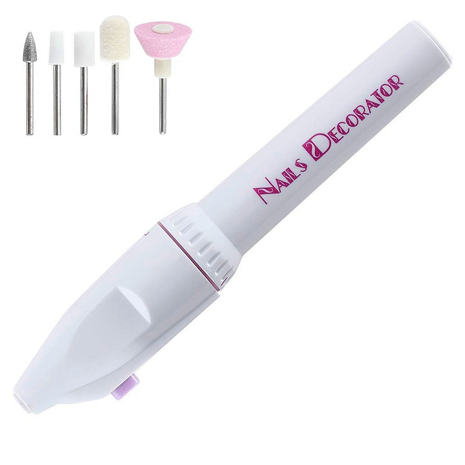 Tornio portatile per lucidare le unghie. Include 5 teste.Colore: Bianco