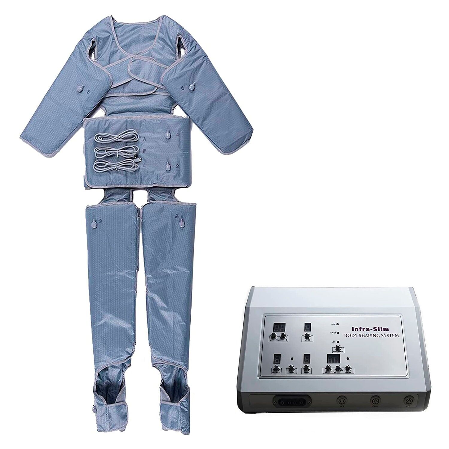 Tuta avanzata per pressoterapia e trattamento a infrarossi. Massaggiatore, migliora la circolazione, effetto snellente.Colore: grigio