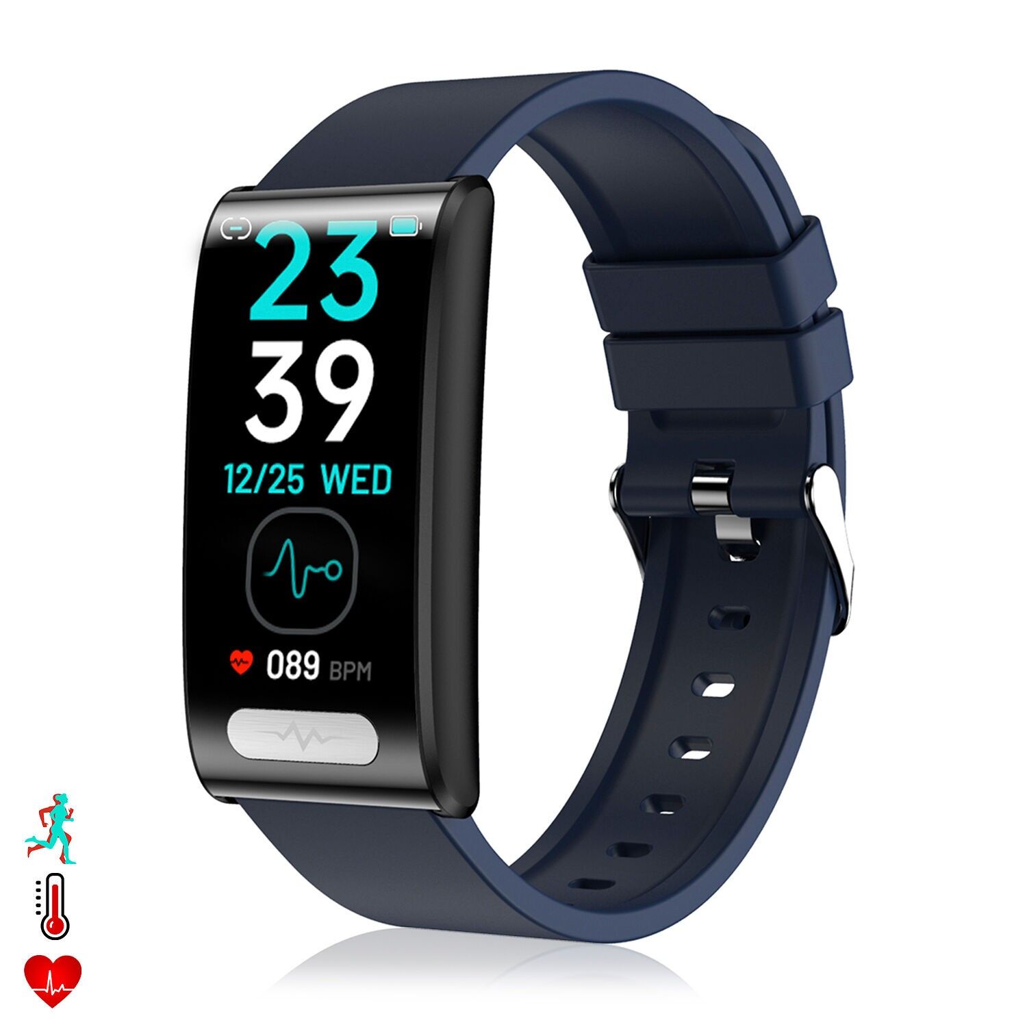 TK70 Smart-Armband mit EKG, Blutzucker-, Sauerstoff- und Blutdruckmessgerät, 24-Stunden-Herzfrequenz, Körperthermometer.