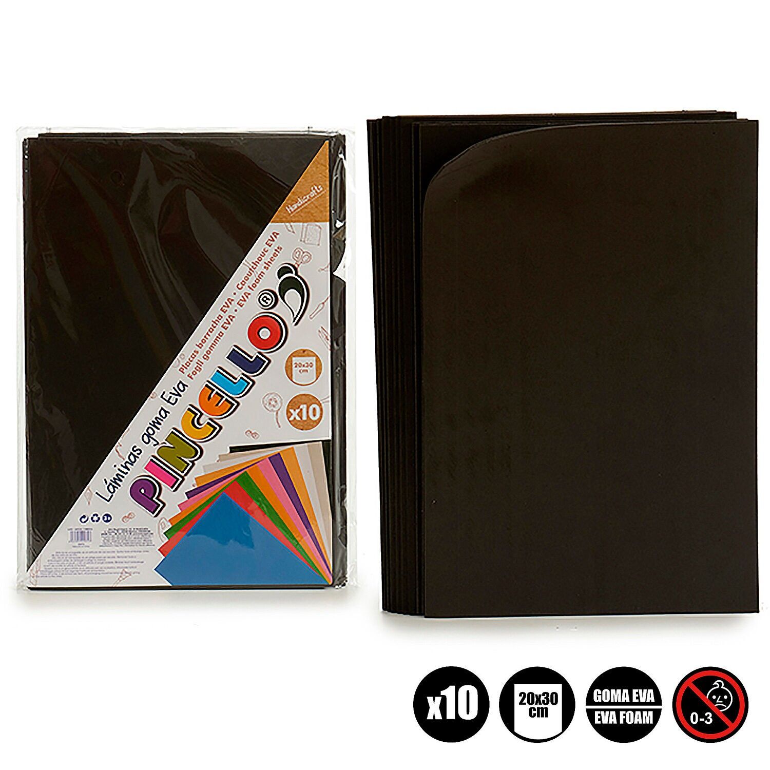Set di 10 fogli di schiuma EVA da 20x30 cm.