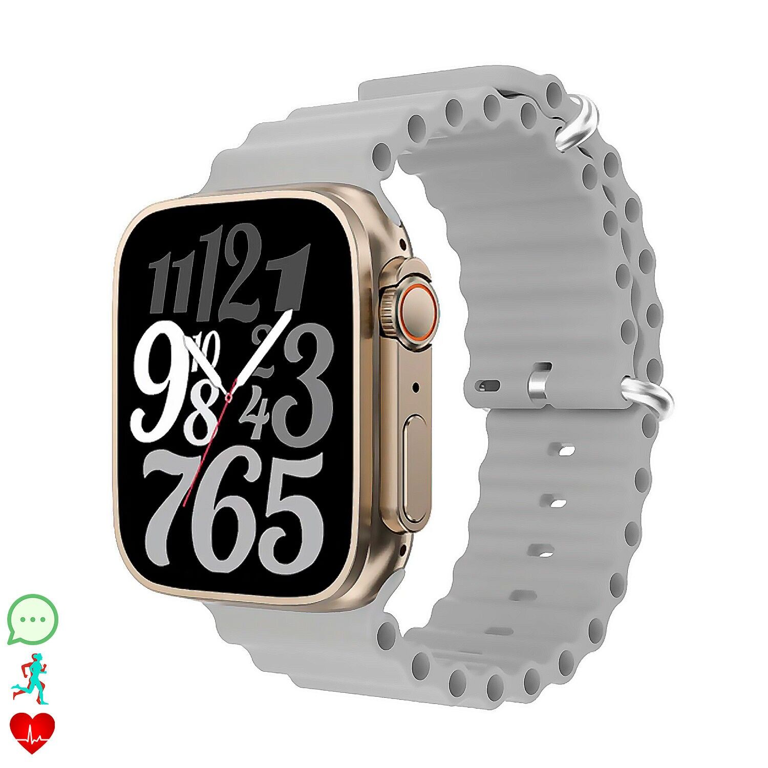 TRAIL S Smartwatch mit Blutsauerstoff- und Blutdruckmessgerät, App-Benachrichtigungen, 1,83-Zoll-Bildschirm. Sea-Band-Armband.