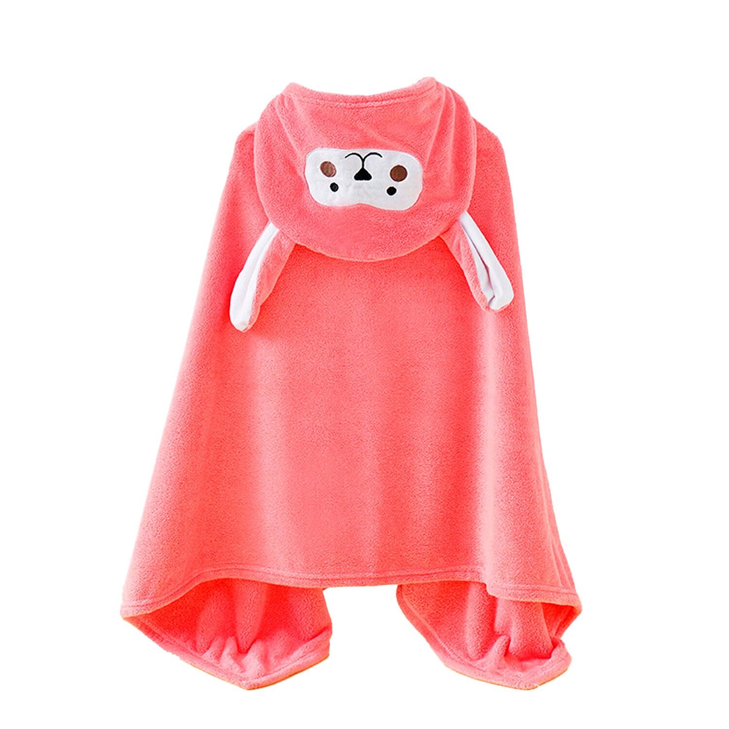 Serviette pour enfant au motif lapin. Multi-usages : serviette de bain, poncho de plage ou de bain, couverture.