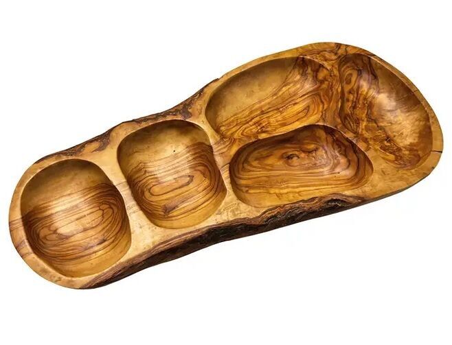 Piatto da portata 3/4 o 5 scomparti in legno d'ulivo