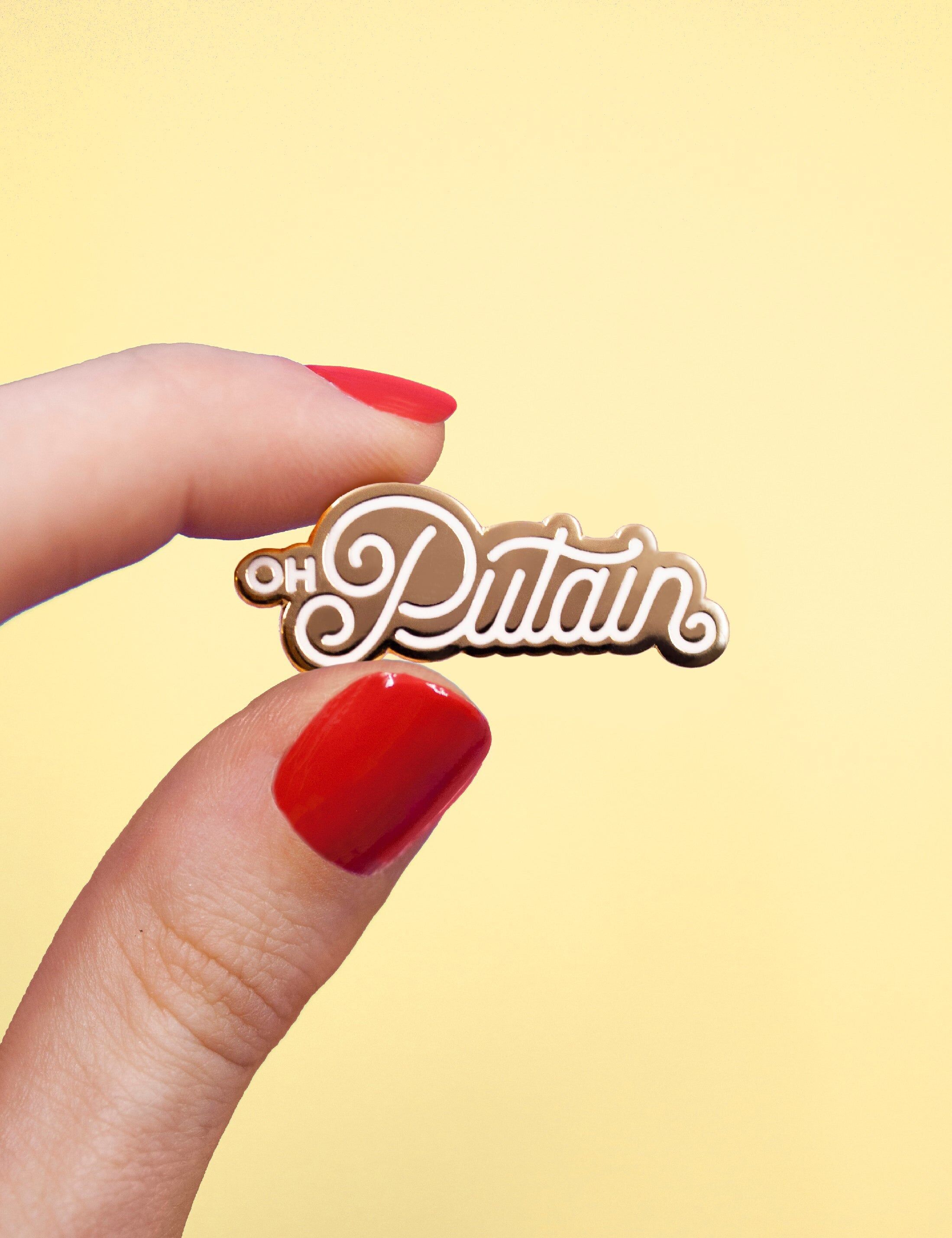 Pin émaillé Oh Putain | insulte française drôle | broche humour juron | cadeau français mignon | accessoire veste ou sac fun