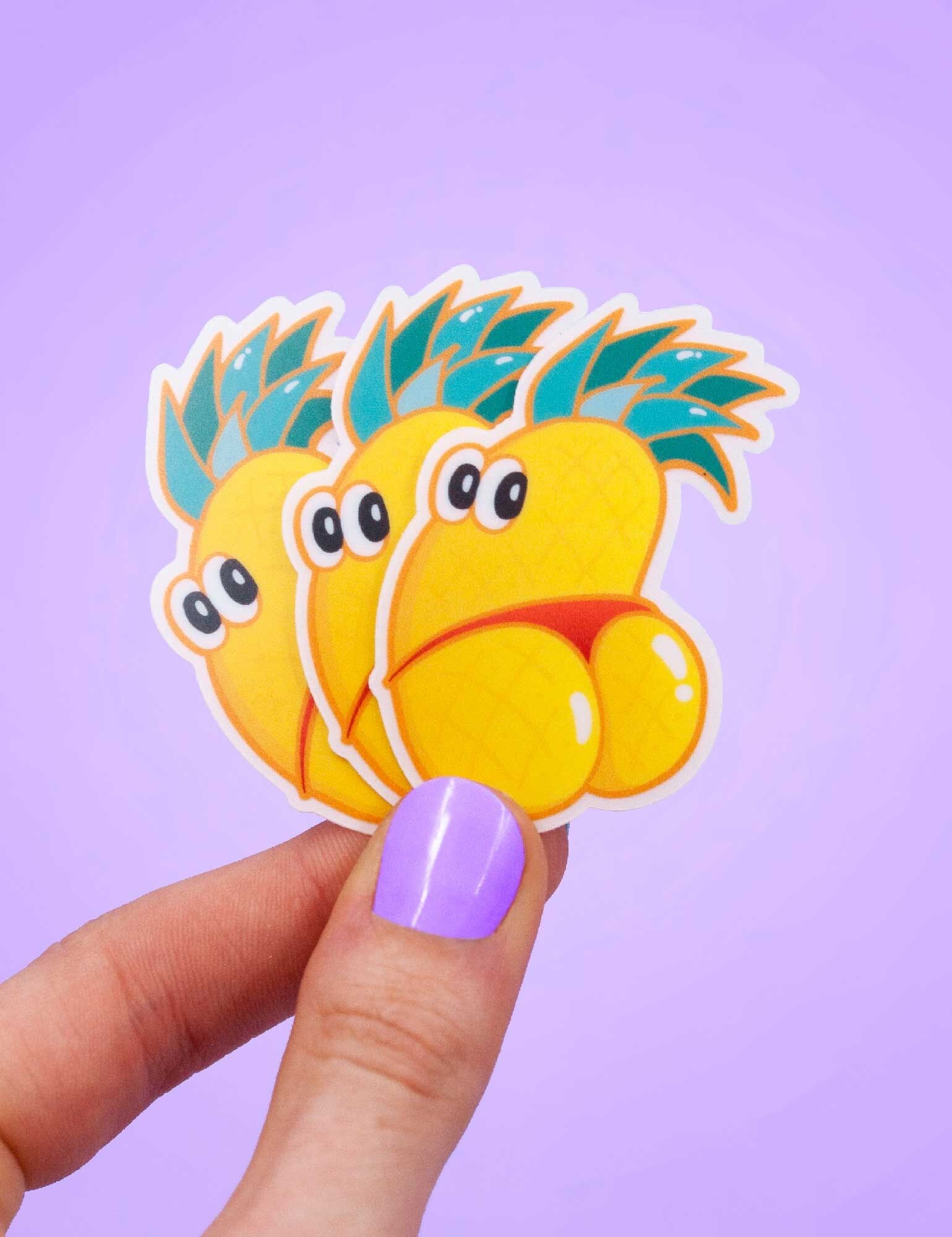 Adesivo in vinile Anan-Ass | Divertente adesivo kawaii a forma di ananas con sedere, divertente adesivo a forma di ananas per notebook, computer o bottiglia