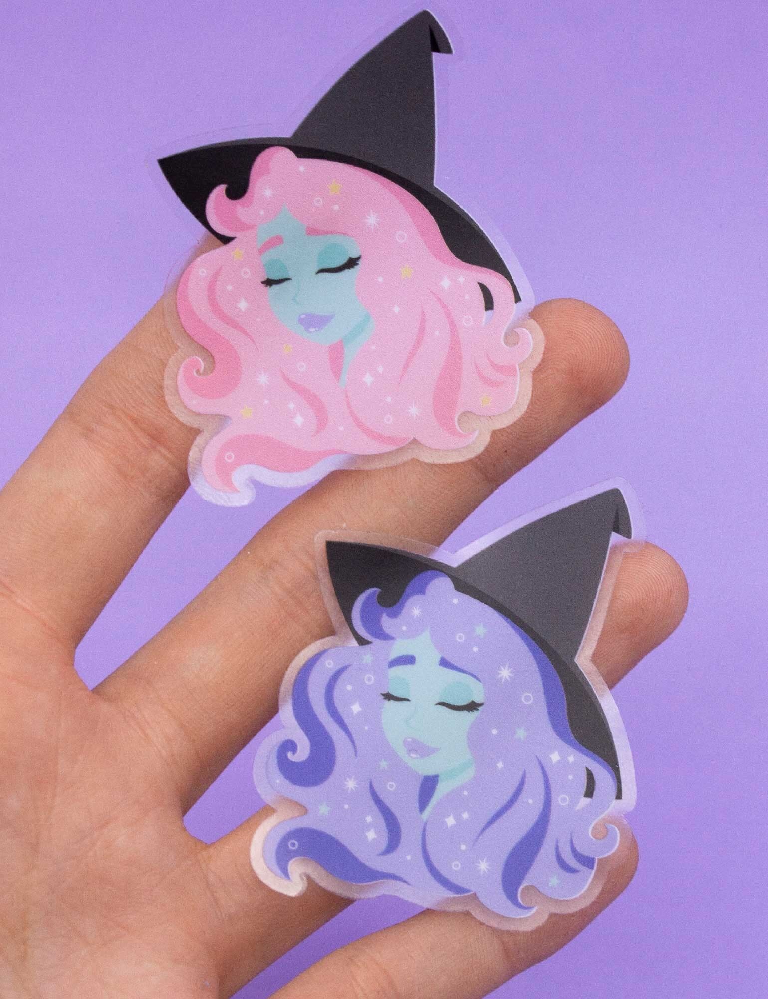 Stickers Sorcière | Autocollants Witchy Vinyle pour Halloween, Cute Witch Stickers Magiques pour Cahier, Ordinateur ou Bouteille, Cadeau Ésotérique