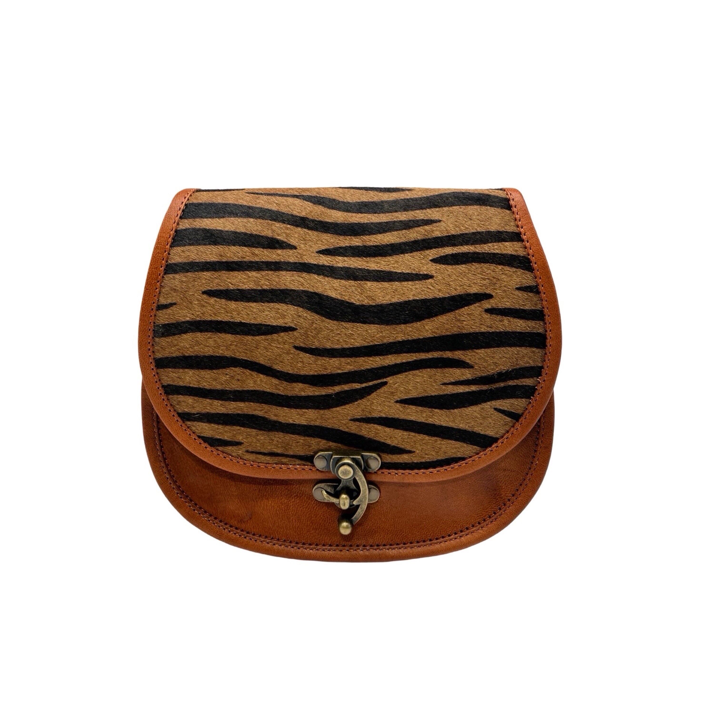 BORSA A TRACOLLA MEERA IN PELLE CON FINITURA ZEBRA