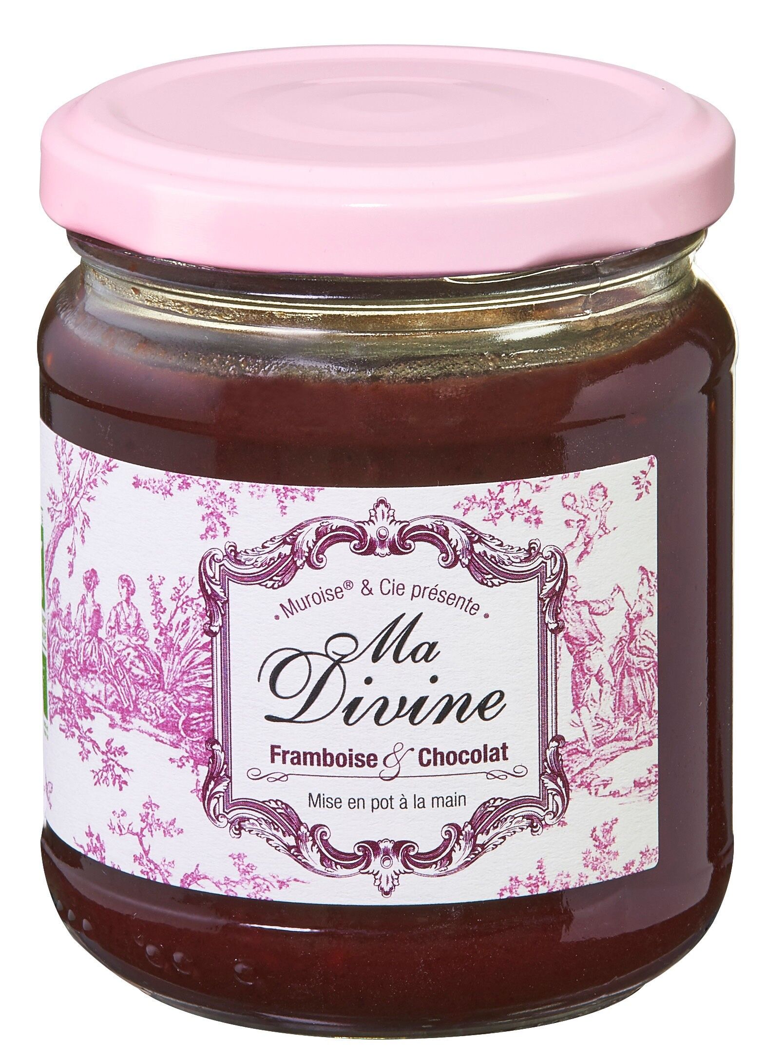 Confiture artisanale de framboise avec du chocolat "Ma Divine" pot 220 g