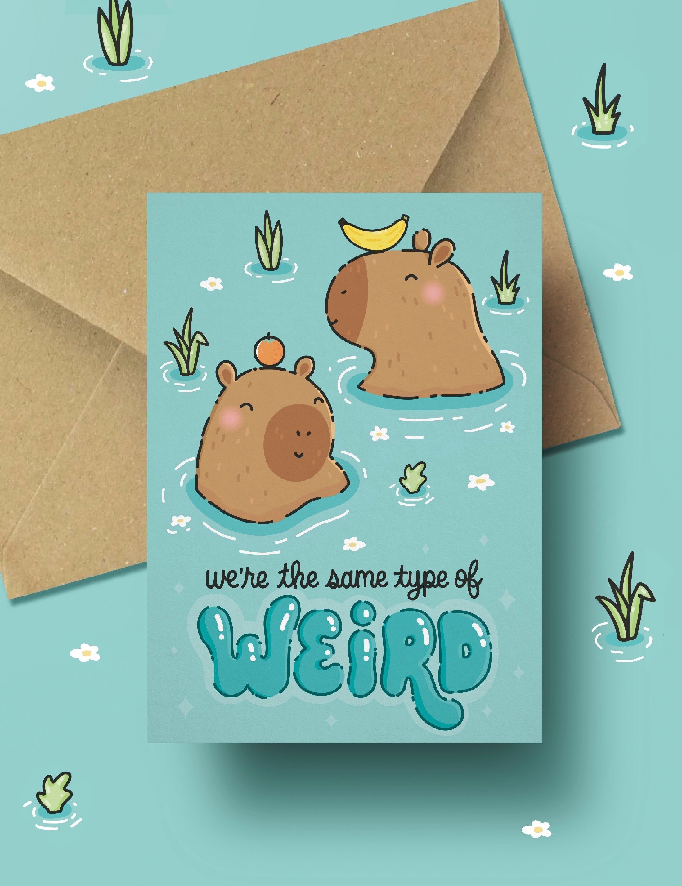 Capybara-Postkarte | BFF-Freundschaftskarte | Lustige Besties-Karte | Komische Freunde-Humorkarte | Süße Karte für Sie oder Ihn | Geschenkidee für Freunde