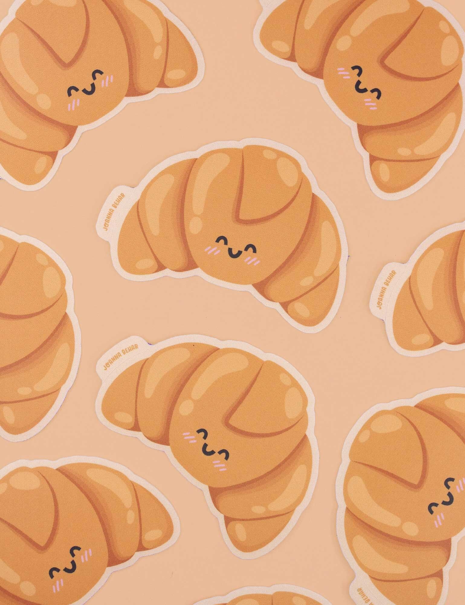 Sticker Vinyle Croissant Kawaii | Autocollant Viennoiserie Mignonne pour Ordinateur, Cahier ou Bouteille, Cadeau Gourmand / Foodie