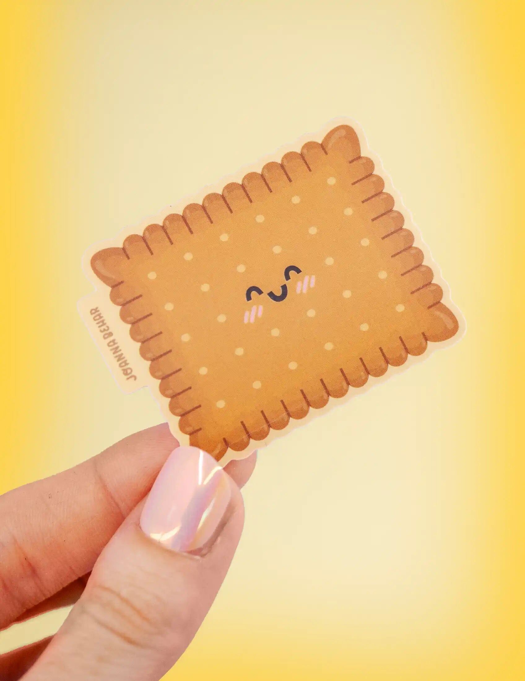 Sticker Vinyle Petit Beurre | Autocollant Biscuit Français Kawaii, Décalcomanie Gourmande pour Ordinateur, Cahier ou Bouteille, Cadeau Fan de Pâtisserie