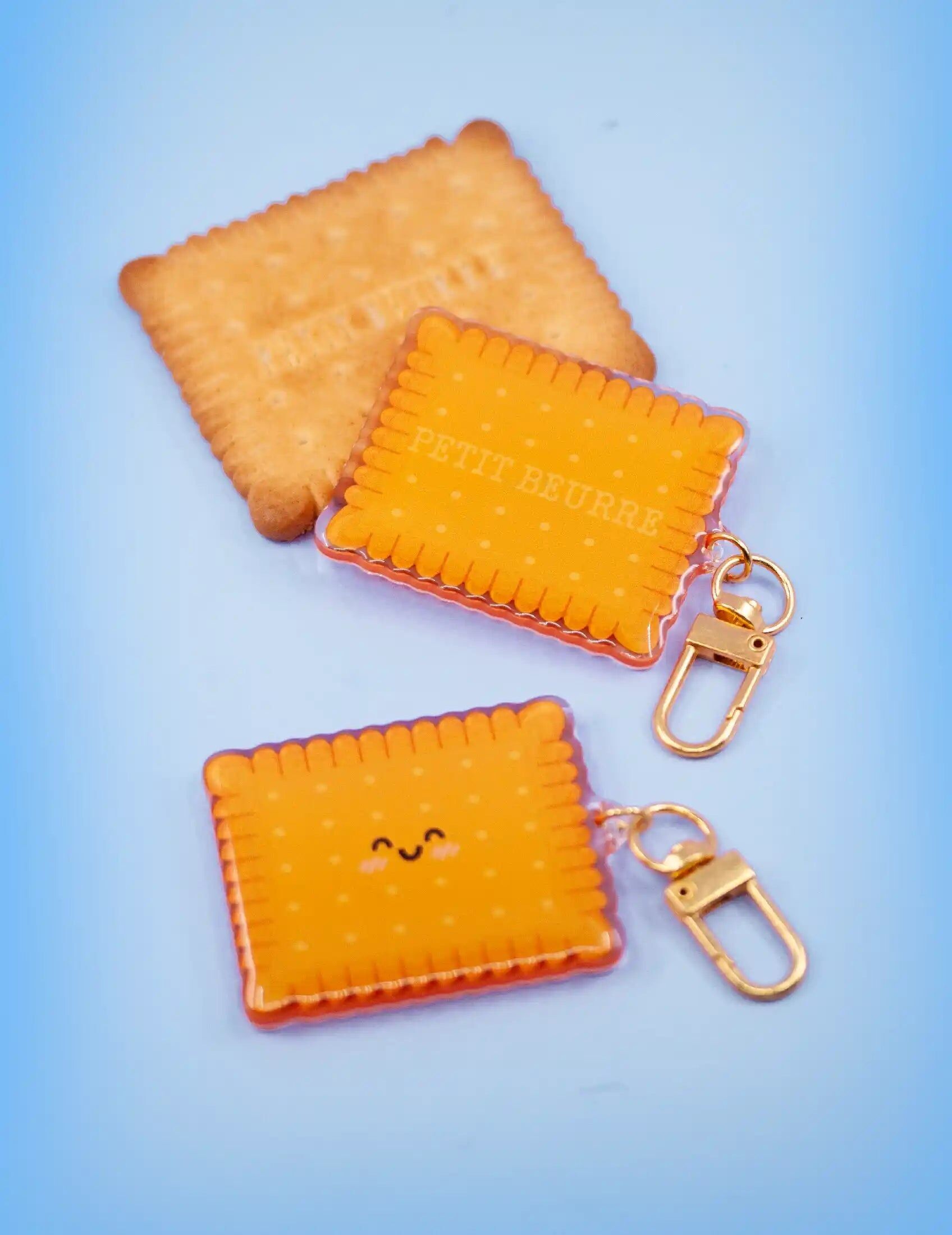 Porte-clés biscuit petit beurre acrylique Paris | illustration pâtisserie | souvenir kawaii Petit Beurre | accessoire parisien mignon pour sac ou trousseau de clefs