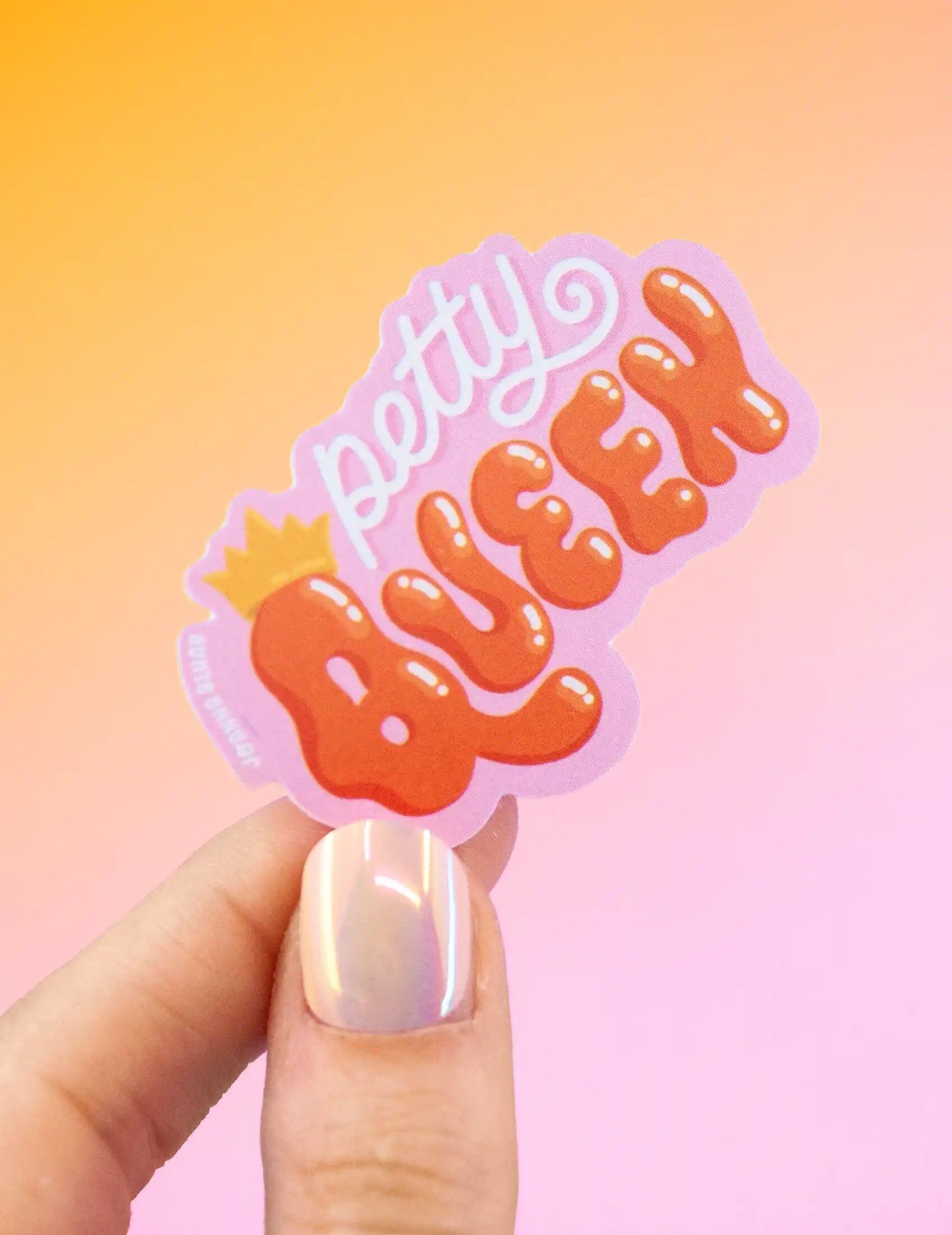 Sticker vinyl Petty Queen | autocollant rose et orange | autocollant mignon et fun | sticker pour ordinateur, bouteille ou agenda | idée cadeau ami