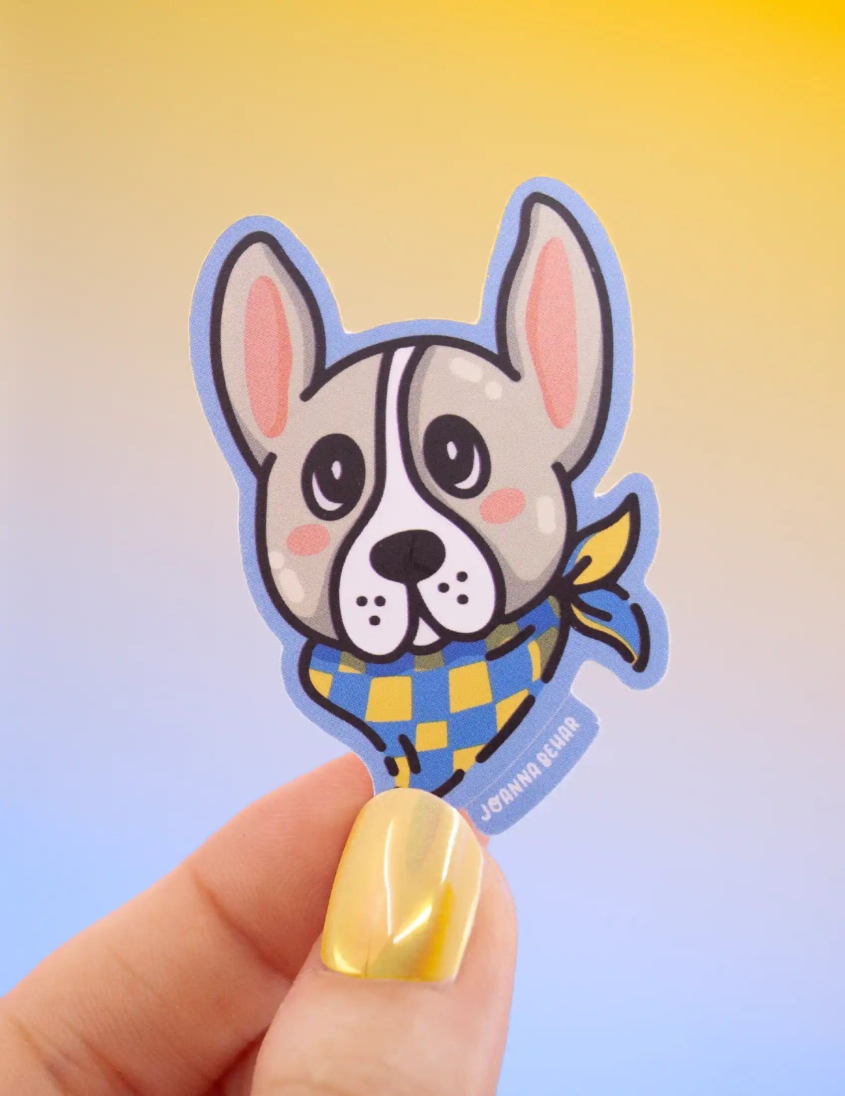 Sticker Vinyle Bouledogue Français – Autocollant Frenchie Kawaii, Décalcomanie Chien Mignon pour Ordinateur, Bouteille ou Cahier, Cadeau Dog Lover