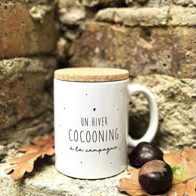 Tazza "Winter cocooning in the Countryside" con coperchio in sughero