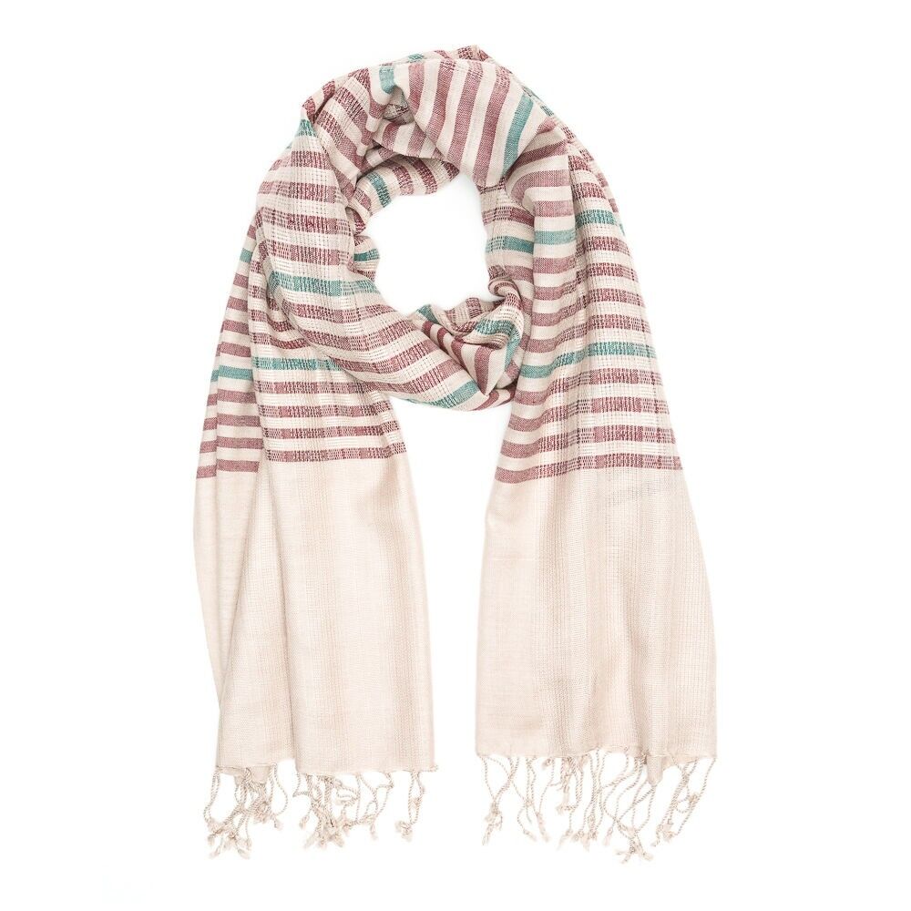 Sciarpa in viscosa con zirconi beige, prodotto del commercio equo e solidale