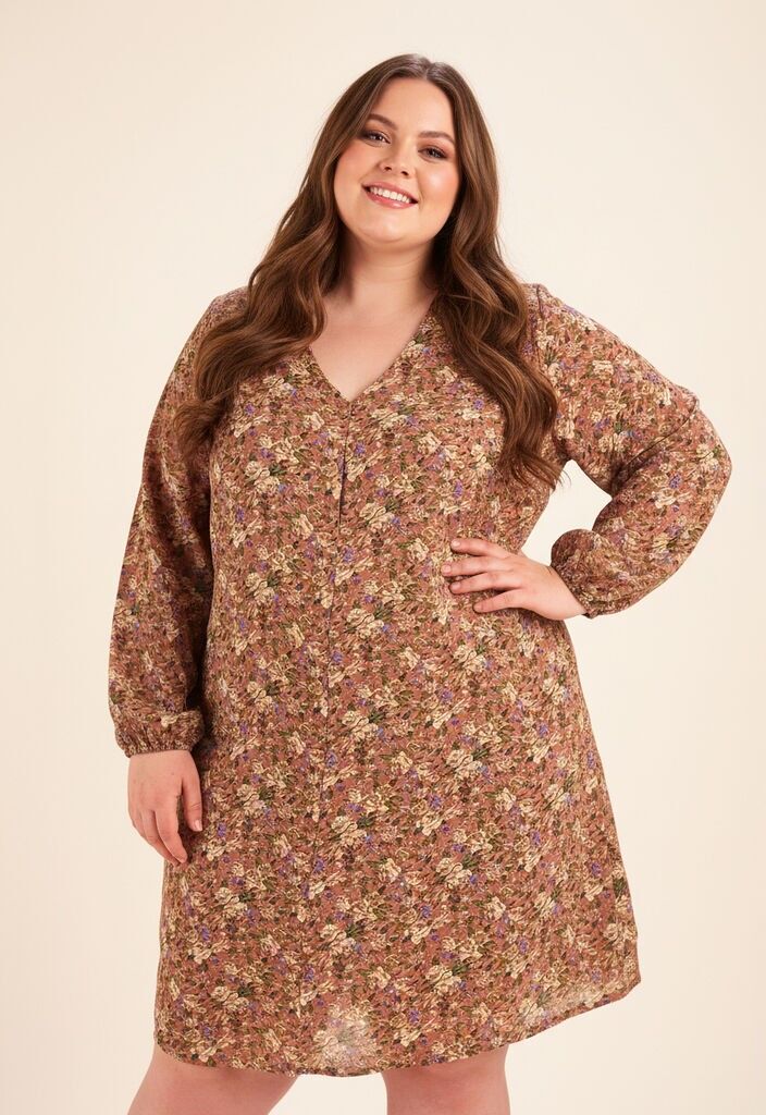 Robe imprimé fleurie et lurex grande taille (C6189)