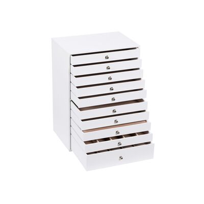 Joyero con 10 cajones, blanco - 29 x 20,5 x 40,5 cm