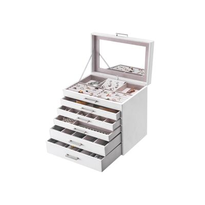 Joyero con 5 cajones, blanco - 30,5 x 31,5 x 21,5 cm