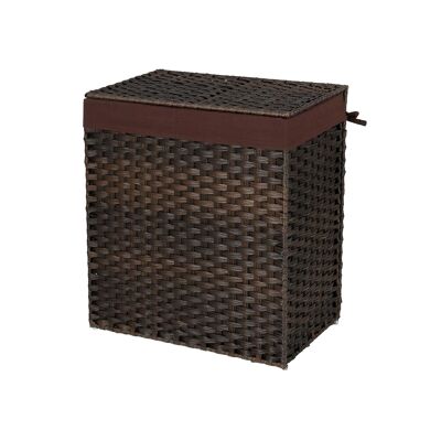 Cesto portabiancheria in polyrattan 110 L marrone - 57 x 33 x 60 cm