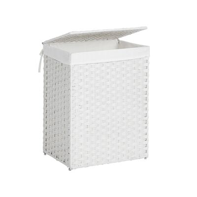 Cesto portabiancheria in polyrattan, bianco - 46 x 33 x 60 cm