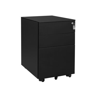 Contenitore con ruote con 3 cassetti, nero - 39 x 60 x 52 cm