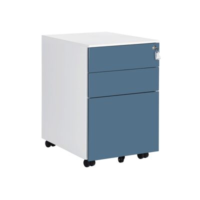 Contenitore con ruote chiudibile a chiave bianco-blu - 39 x 60 x 52 cm