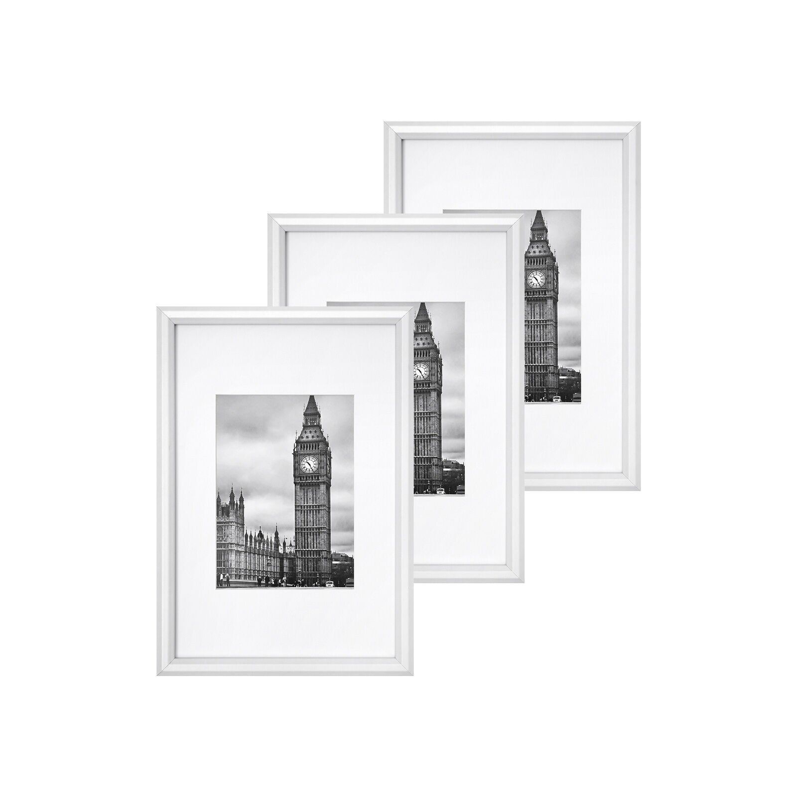 Lot de 3 cadres photo argentés - 20 x 30 cm