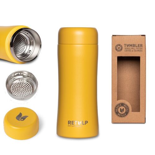 Sustainable Tumbler Happy Yellow - Retulp insulated coffee mug to go