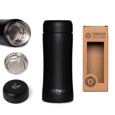 Sustainable Tumbler Night Black - Tazza da caffè termica Retulp da portare via