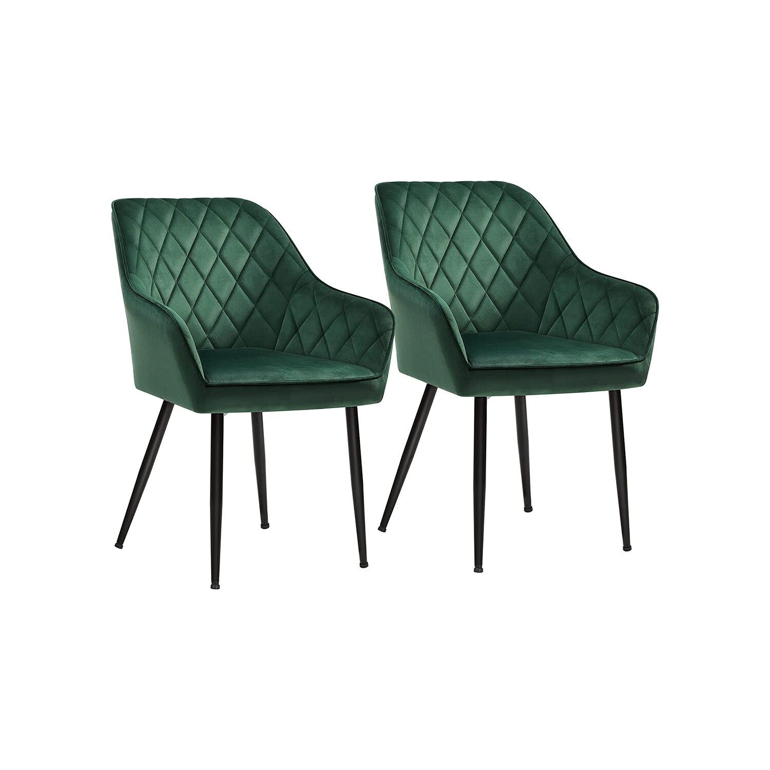 Lot de 2 chaises de salle à manger vertes - 49 cm