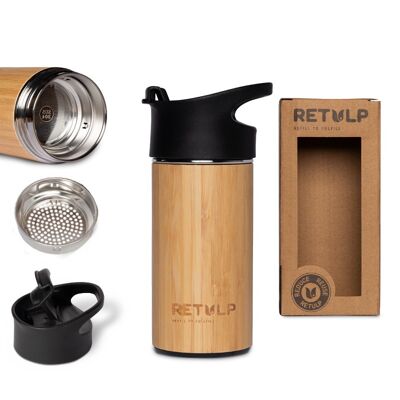 Gobelet double paroi pour aller dehors en bambou, 250 ml