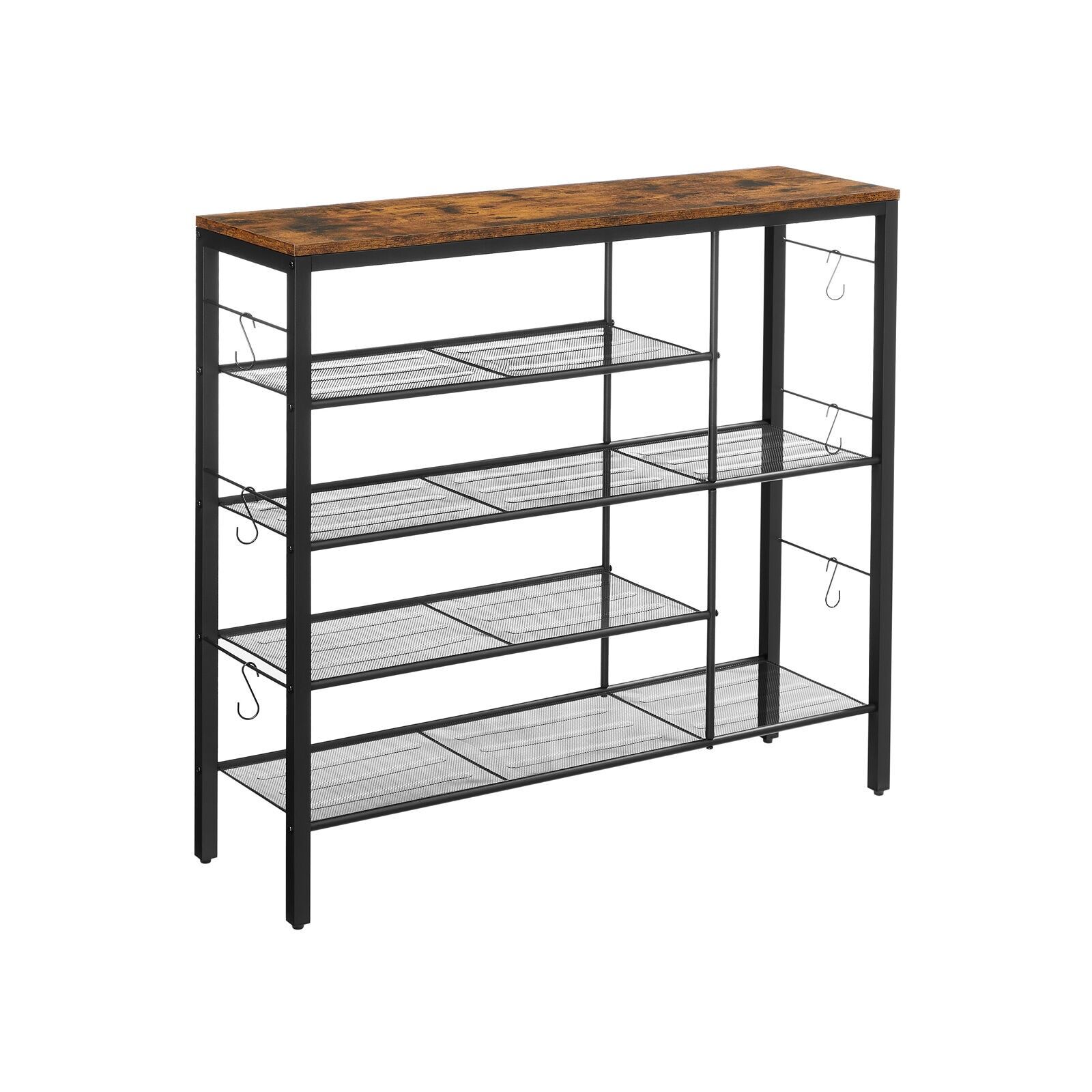 Étagère à chaussures vintage marron-noir - 100 x 30 x 90 cm