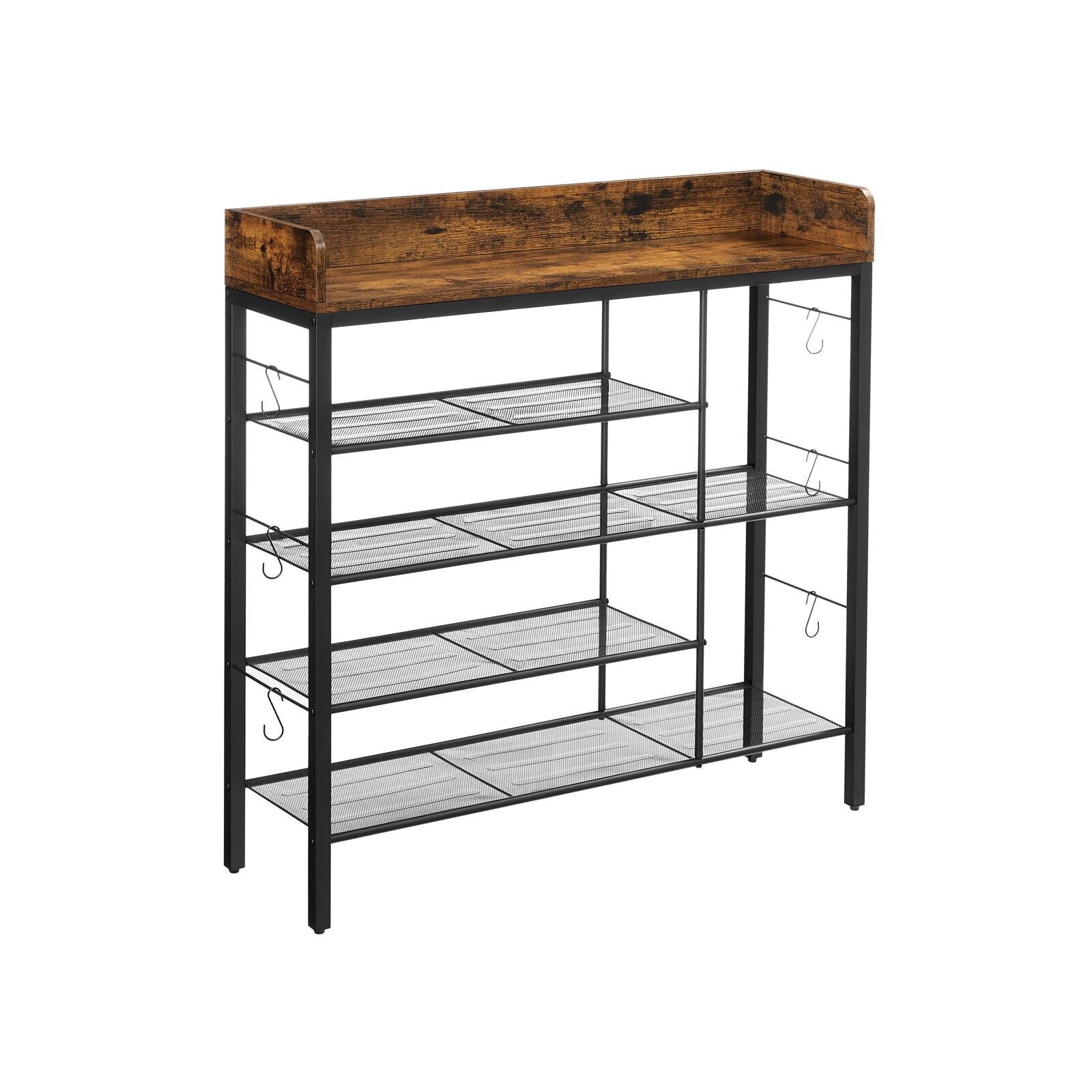 Étagère à chaussures vintage marron-noir - 100 x 30 x 100 cm