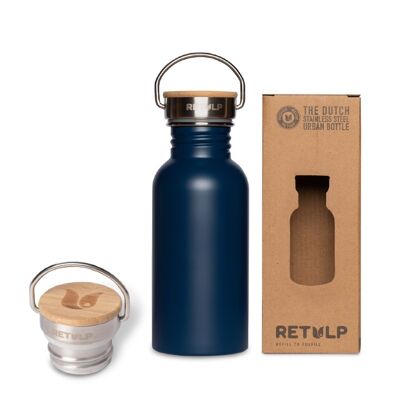 Gourde en acier durable avec bouchon en bambou - Urban 500ml Deep Ocean Blue