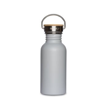 Gourde en acier durable avec bouchon en bambou - Bouteille Urban 500ml Grannies Grey 2