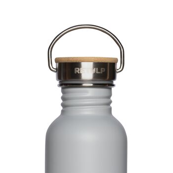 Gourde en acier durable avec bouchon en bambou - Bouteille Urban 500ml Grannies Grey 3