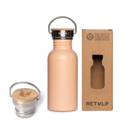 Robuste Trinkflasche aus Stahl mit Bambusverschluss - Urban 500ml Champagne Pink