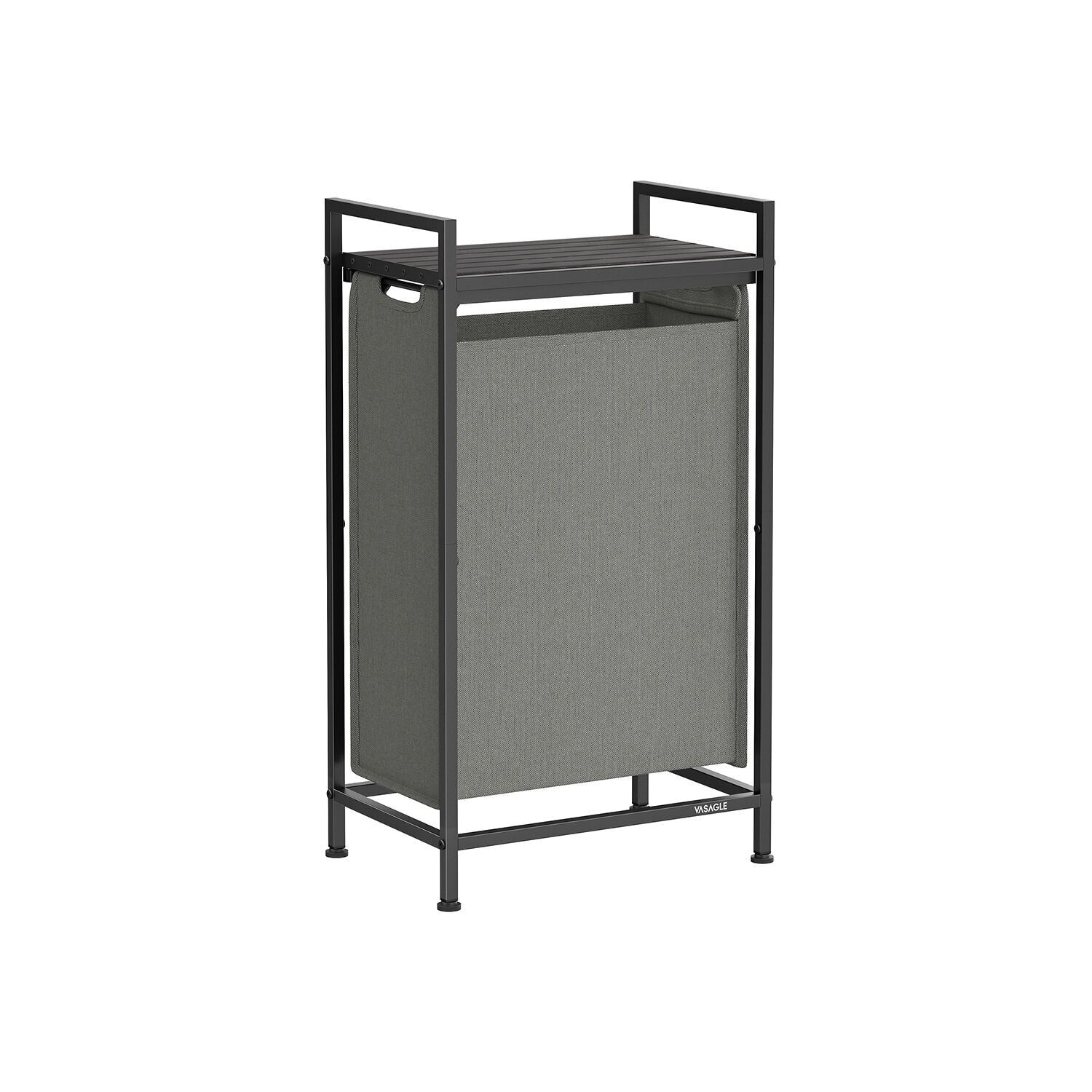 Panier à linge avec étagère gris ardoise-gris anthracite - 92,5 x 33 x 71 cm
