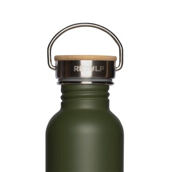 Gourde en acier durable avec bouchon en bambou - Bouteille urbaine 750ml Vert Forêt 3