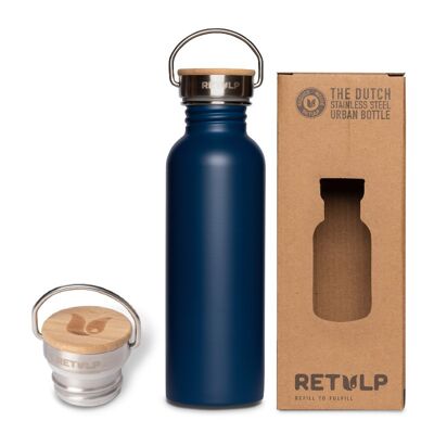 Robuste Trinkflasche aus Stahl mit Bambusverschluss - Urban 750ml Bottle Deep Ocean Blue