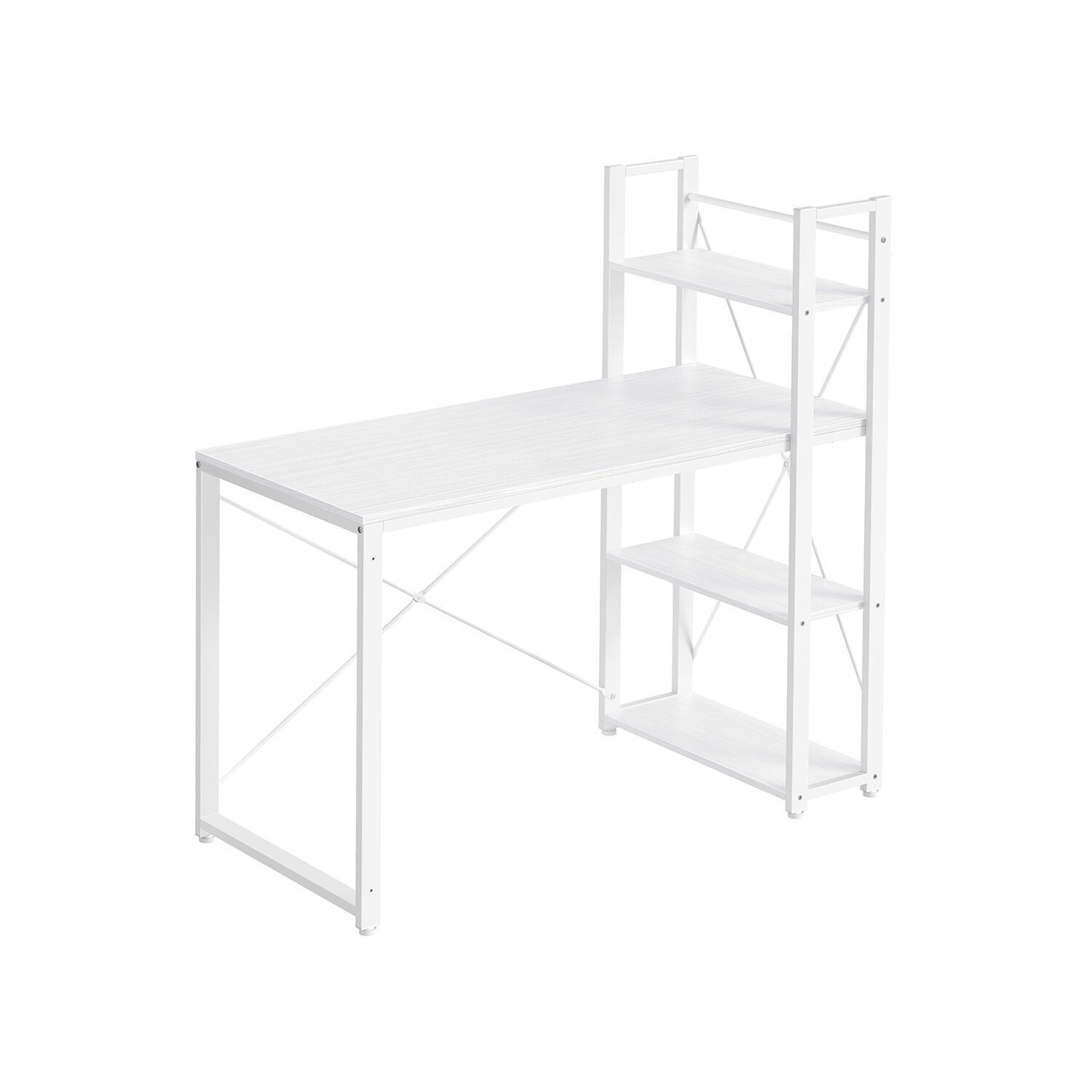 Bureau avec étagère 120 cm de large érable blanc