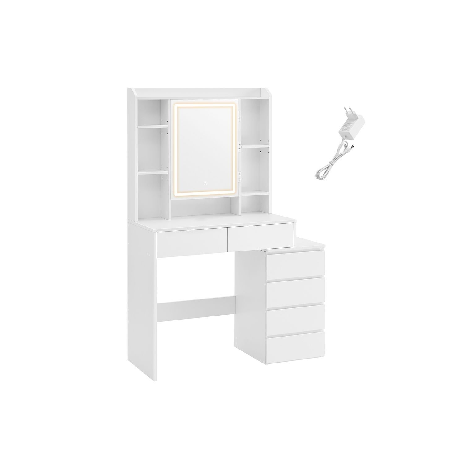 Toletta con illuminazione a LED, moderna bianco nuvola – 40 x 97,5 x 145 cm