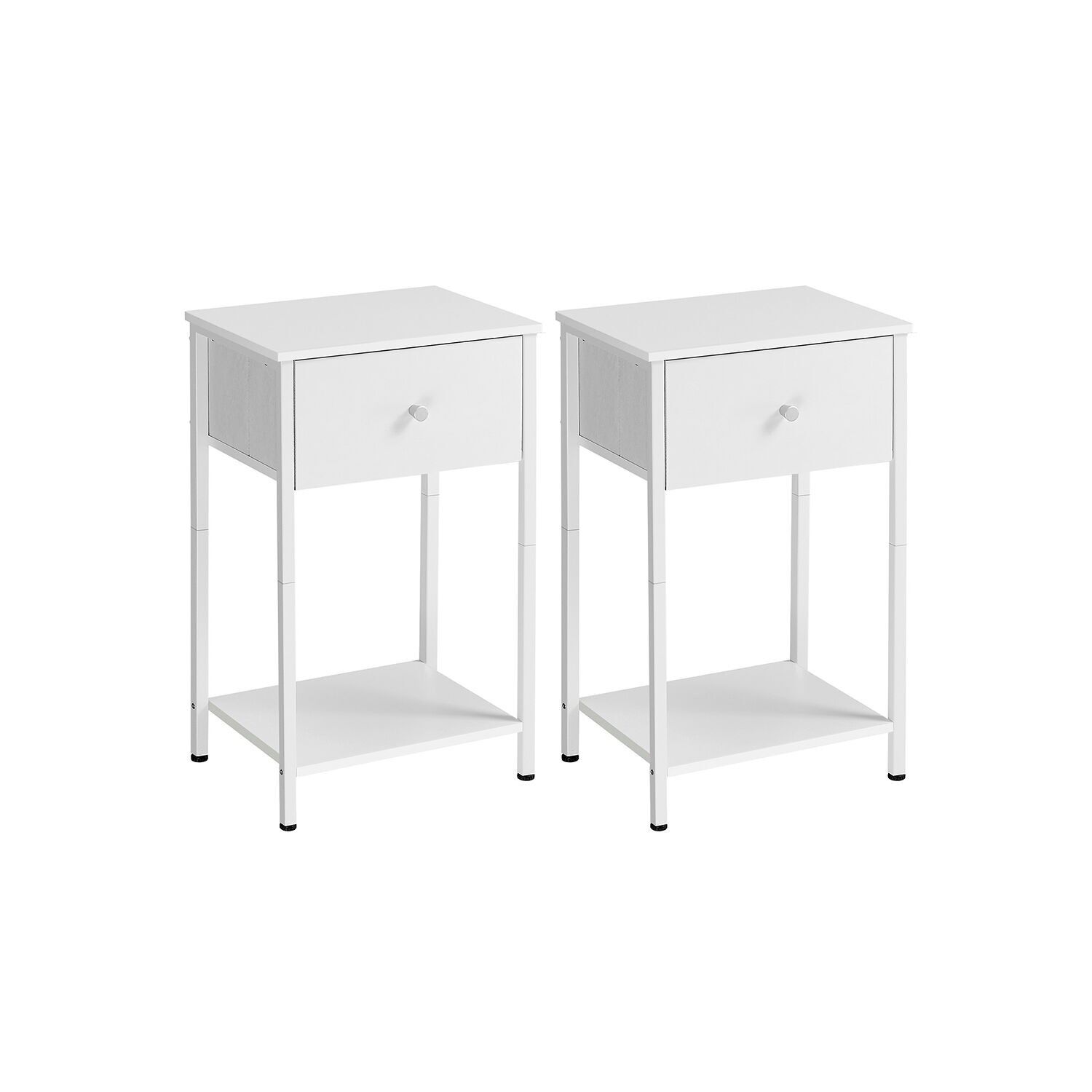 Set di 2 tavolini laterali con cassetto antipolvere bianco - 61 cm